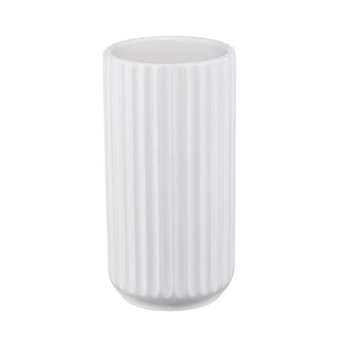 Декоративная ваза «Рельеф», 9,5×9,5×18 см, цвет белый - Фото 1