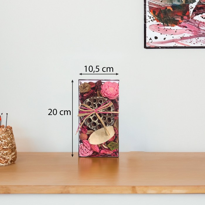 Набор сухоцветов из натуральных материалов с ароматом розы «Вещицы», короб 20×10,5×6 см - фото 1909326553
