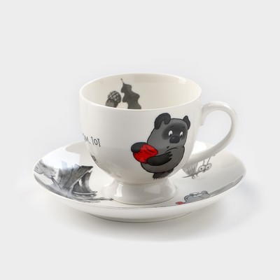 Кофейная пара Quinsberry «Винни Пух», чашка 220 мл, фарфор, белая