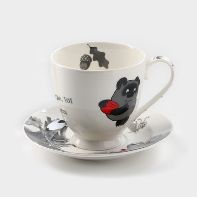 Чайная пара Quinsberry «Винни Пух», кружка 440 мл, фарфор, белая