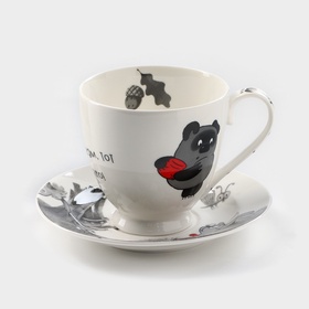 Чайная пара Quinsberry «Винни Пух», кружка 440 мл, фарфор, белая