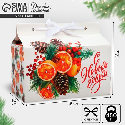 Коробка для сладостей «С Новым годом!», апельсины, 10×18×14 см