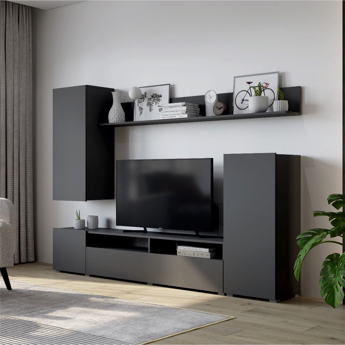 Гостиная под телевизор «Лира», 2130×1680×350 мм, цвет серый графит - Фото 1