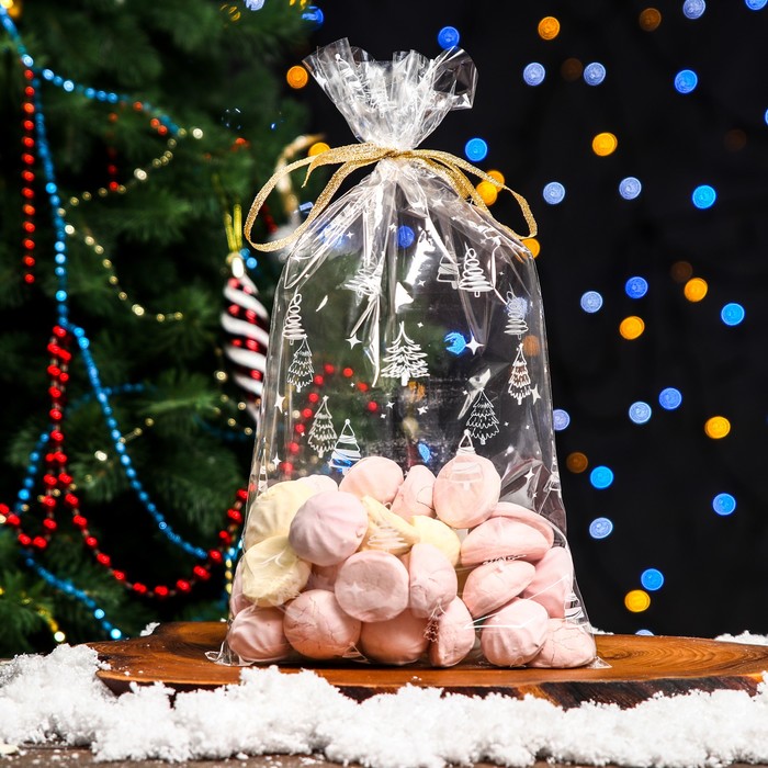 Пакет фасовочный новогодний БОПП, «Елочки» 20×35 см - Фото 1