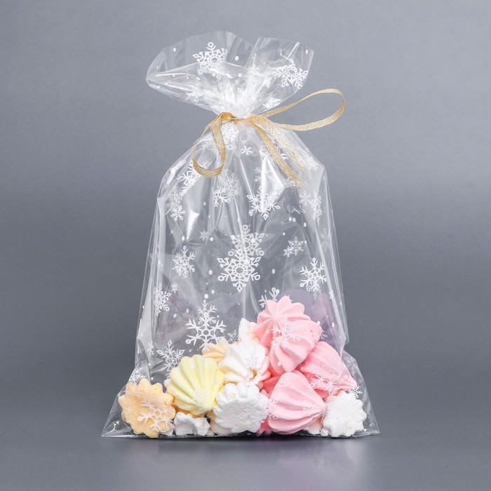 Пакет фасовочный новогодний БОПП, с новогодним рисунком «Снег», 20×35 см - Фото 1