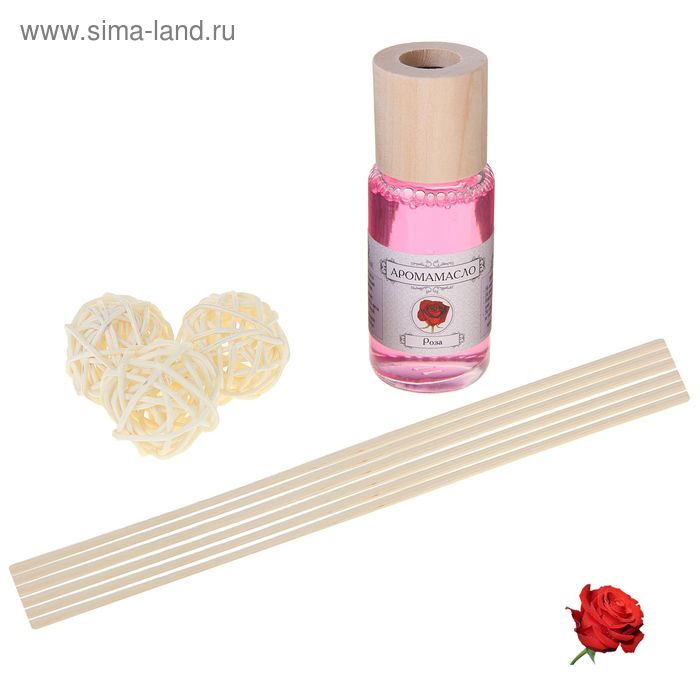 Диффузор ароматический "Queen Fair" 30 мл, палочки 3шт, декор, аромат роза - Фото 1