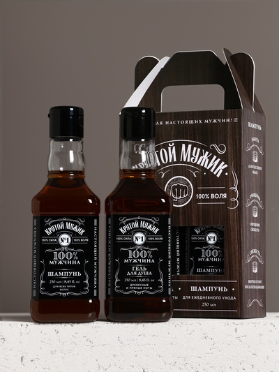 Подарочный набор ЧИСТОЕ СЧАСТЬЕ «Крутой мужик»: гель для душа и шампунь для волос, 2х250 мл