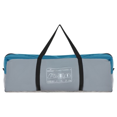 Палатка туристическая 3-местная maclay FAMILY TUNNEL 3, 380×210×170 см, кемпинговая, двухслойная, с тамбуром, голубая