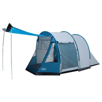 Палатка туристическая 3-местная maclay FAMILY TUNNEL 3, 380×210×170 см, кемпинговая, двухслойная, с тамбуром, голубая