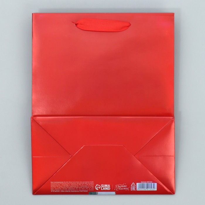 Пакет ламинированный вертикальный «Новогодний бант», MS 18 × 23 × 10 см