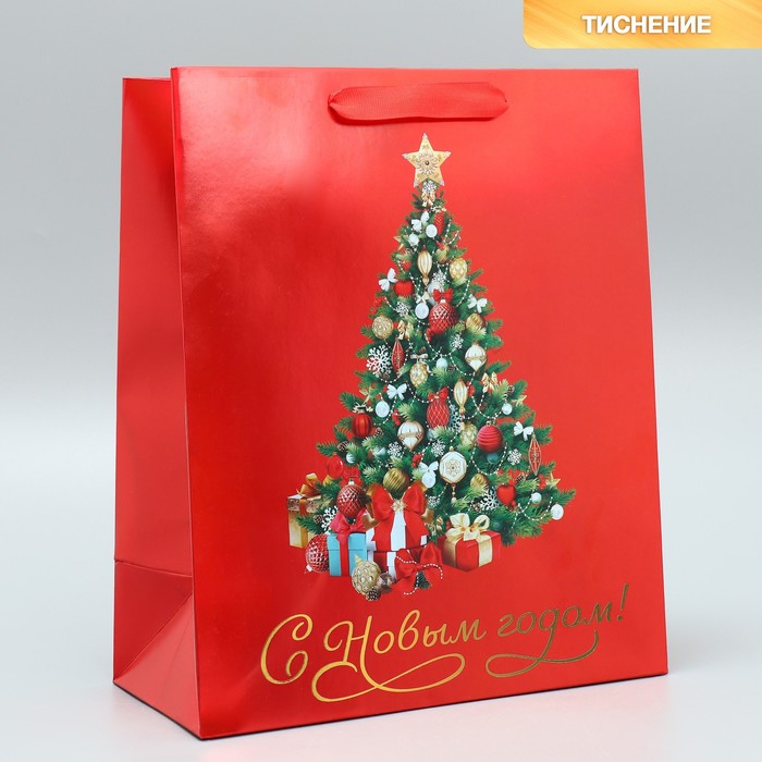 Пакет ламинированный вертикальный «Новогодняя елочка», ML 23 × 27 × 11.5 см - Фото 1