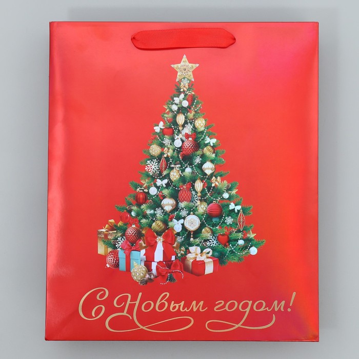 Пакет ламинированный вертикальный «Новогодняя елочка», ML 23 × 27 × 11.5 см