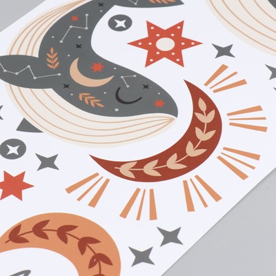 Наклейка интерьерная цветная «Кит в звездах», пластик, 30×90 см