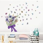 Наклейка пластик интерьерная цветная "Букет полевых цветов с бабочками" 30х90 см - фото 1373115