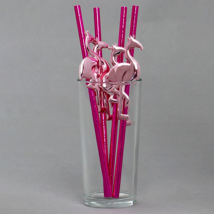 Трубочки для коктейля «Фламинго», в наборе 4 шт. - Фото 1