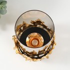 Подсвечник металл, стекло на 1 свечу "Листья Гинкго" d=10 см золото 18 см - Фото 4