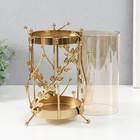 Подсвечник металл, стекло на 1 свечу "Веточки с шариками" d=10 см золото 20 см - фото 22941581