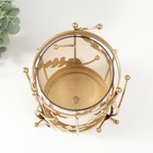 Подсвечник металл, стекло на 1 свечу "Веточки с шариками" d=10 см золото 20 см - фото 22941582