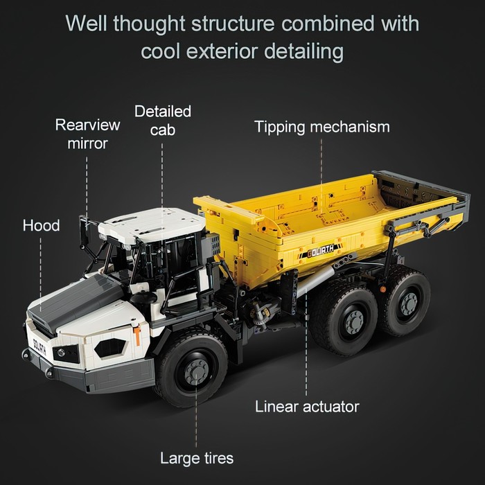 Конструктор радиоуправляемый «Строительный грузовик», 3067 деталей, масштаб 1:17 - фото 1887268687
