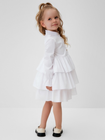 Платье для девочки MINAKU: Basic Line с рюшами, белое, рост 110-116 см