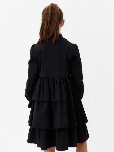 Платье для девочки MINAKU: Basic Line с рюшами, чёрное, рост 104-110 см