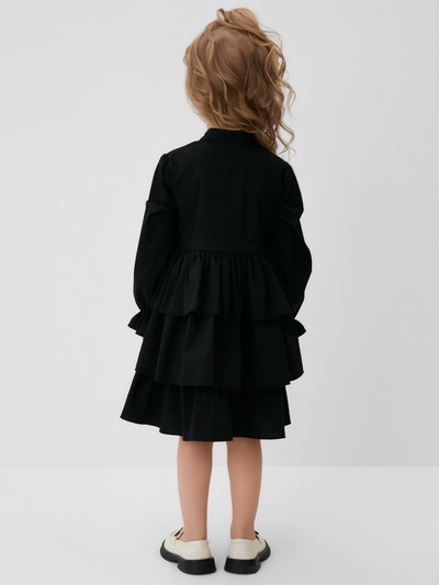 Платье для девочки MINAKU: Basic Line с рюшами, чёрное, рост 104-110 см