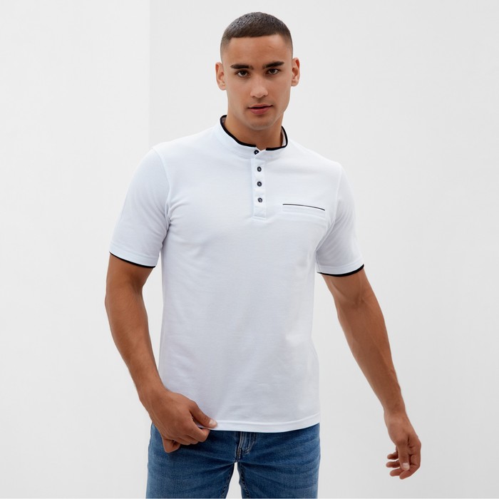 Футболка поло мужская MINAKU, размер 42. белая - Фото 1