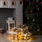 Светодиодная фигура «Бежевые подарки» 15, 20, 25 см, текстиль, металл, батарейки ААх2 (не в комплекте), свечение тёплое белое - фото 12405146