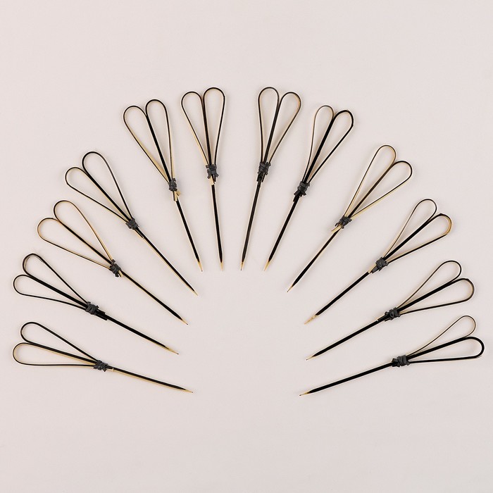 Шпажки «Сердце», в наборе 12 шт., цвет чёрный - Фото 1
