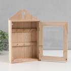 Ключница под роспись дерево 6 крючков со стеклом "Ключ" 16х4,5х26 см - фото 22933624