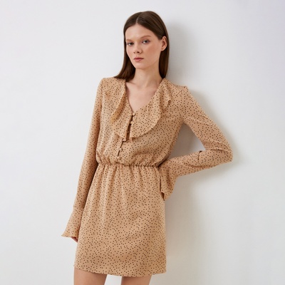 Платье мини женское с воланами MIST, размер 50, бежевое