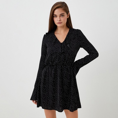 Платье мини женское с воланами MIST, размер 46, чёрное