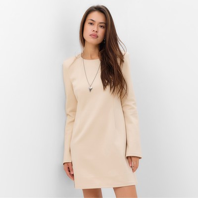 Платье мини женское MIST с акцентной линией плеч, размер 40, бежевое