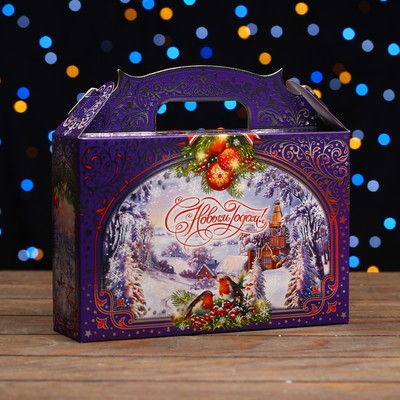 Коробка подарочная "Зимние просторы",фиолетовый, 26 х 7 х 23 см