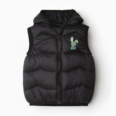 Жилет детский утеплённый, чёрный, рост 104-110 см