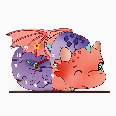 Часы настольные детские «Дракоша», кварцевые, бесшумные, плавный ход, от батарейки 1×АА