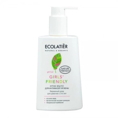 Крем-мыло для интимной гигиены Ecolatier Girls' Friendly, pH5.2, бережный уход для девочек с 3-х лет, 250 мл
