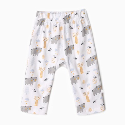 Штанишки детские «Мишки в лесу», рост 62 см, белые, песочные