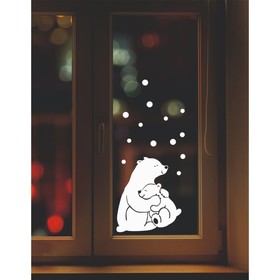 Наклейка декоративная для окон "Медведица с медвежонком" 35х41 см (снег 10х20 см)