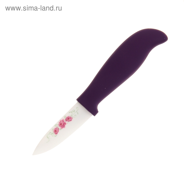 Нож керамический "Цветочки" лезвие 7,5 см, цвет фиолетовый - Фото 1