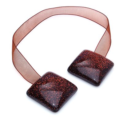 Подхват для штор на ленте "Квадрат с блёстками", цвет кофейный