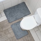 Набор ковриков для ванной и туалета Доляна «Софт», 2 шт, 40×50 см, 50×80 см, цвет серый - фото 7579529