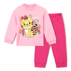 Комплект для девочки (кофточка, штанишки), цвет розовый/котик, рост 86 см - фото 11392956