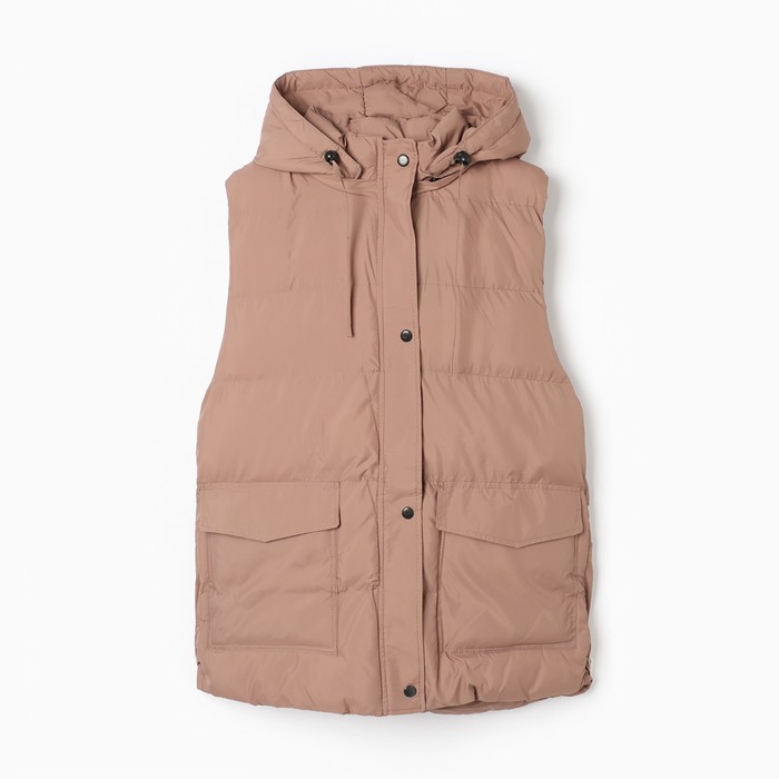 Жилет женский утеплённый, коричневый, размер 52 - Фото 1