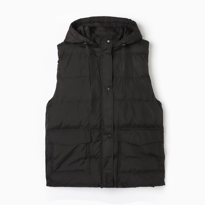 Жилет женский утеплённый, чёрный, размер 54