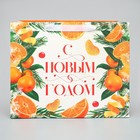 Пакет подарочный с широким дном «Мандариновое настроение», 35 х 29 х 28 см, Новый год - фото 23078909