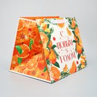 Пакет подарочный с широким дном «Мандариновое настроение», 35 х 29 х 28 см, Новый год - фото 23078910