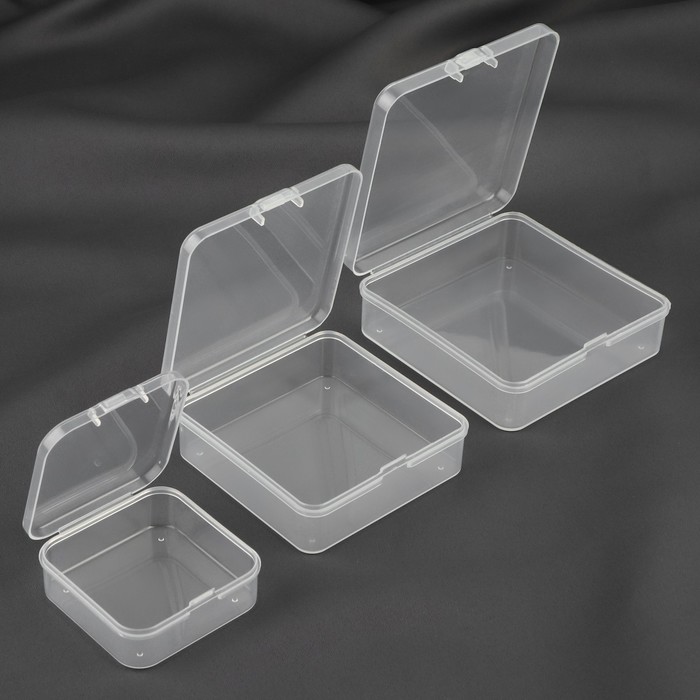 Набор контейнеров для рукоделия, 3 шт, 8,1 × 2,6 / 7,2 × 2,5 / 5,2 × 2 см, цвет прозрачный