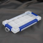 Органайзер для рукоделия, со съёмными ячейками, с подвесом, 15 отделений, 23 × 12 × 3,5 см, цвет прозрачный/синий - Фото 3