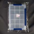 Органайзер для рукоделия, со съёмными ячейками, с подвесом, 15 отделений, 27 × 17 × 4,3 см, цвет прозрачный/синий - фото 7529730
